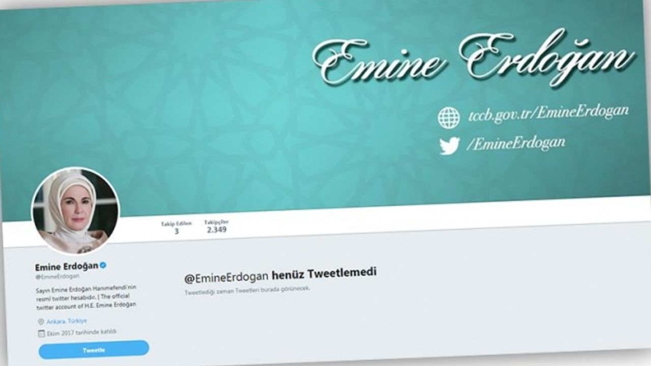 Cumhurbaşkanı'nın eşi Emine Erdoğan da artık Twitter'da