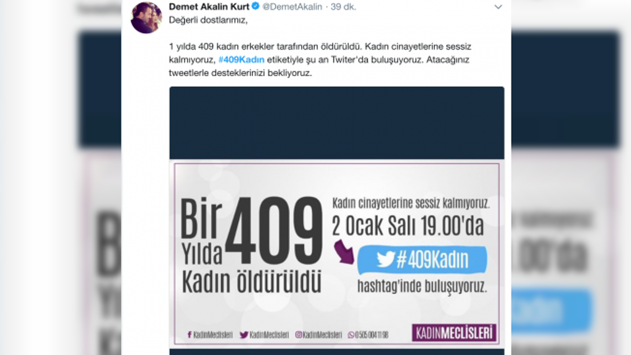 Demet Akalın'dan #409Kadın eylemine destek