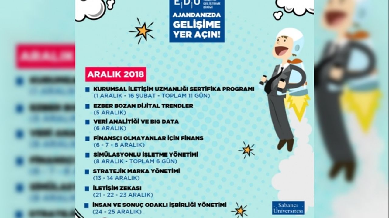 Sabancı'da profesyonellere yönelik eğitim Aralık'ta da devam ediyor