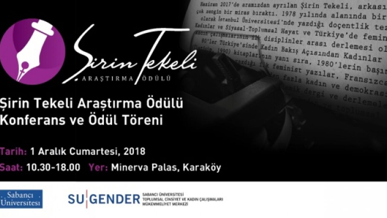 Şirin Tekeli Araştırma Ödülleri 1 Aralık'ta açıklanıyor