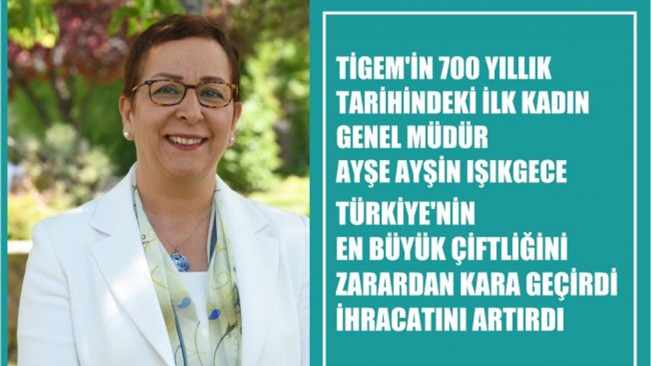 Ayşe Ayşin Işıkgece, "TİGEM, 6 Yıl Aradan Sonra İlk Kez 2019 Yılını 20 Milyon TL Kar İle Kapattı"