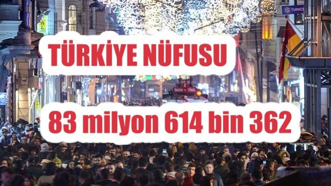 TÜiK açıkladı, Türkiye Nüfusu 83 milyon 614 bin 362