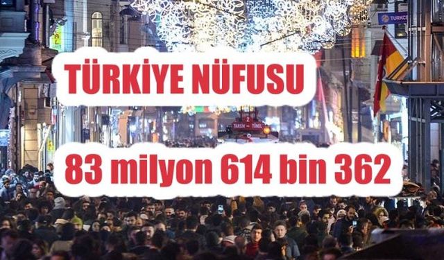 TÜiK açıkladı, Türkiye Nüfusu 83 milyon 614 bin 362